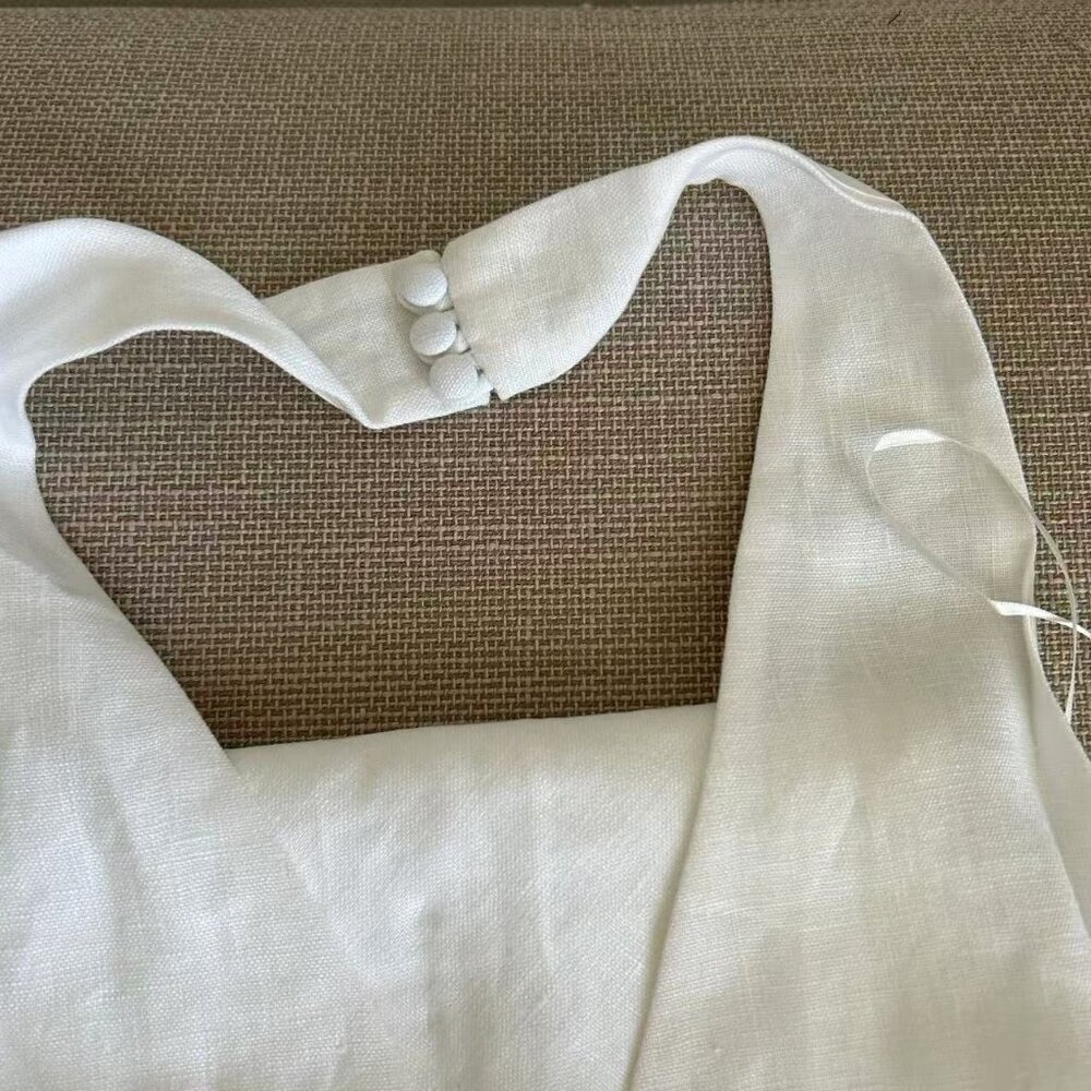 BEST Reformation Delilah Linen Maxi Dress Sz0/2 White Vacation Halter Wedding - Picture 6 of 15